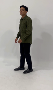 Kemeja Polos HItam Corduroy Lengan Panjang Slimfit