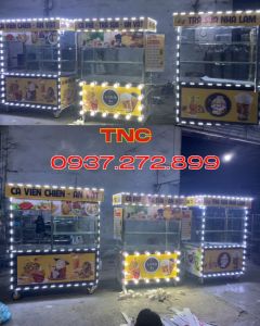 Xe bán hàng - Tủ trưng bầy bán nước ép  sinh tố  trà sữa  ăn vặt 1m2 cơ khí Tân Ngọc Châu 0937.272.899