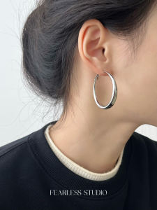Fearless Simple Commuter Silver Needle S925 Hoops Earrings Womens Minimalist Cold Style Fashion Jewelry Ear Cuffs