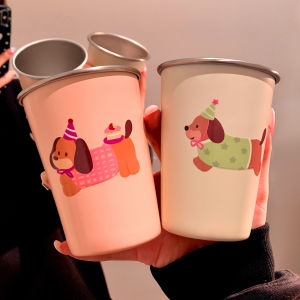 Cute Dachshund Dog Stainless Steel Toothbrush Cup Washing Cup Couple Student Dormitory Dental Tools Tooth Cup Home Use