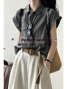 V.C.I | Relaxed Style Grey Linen Short Sleeve Shirt