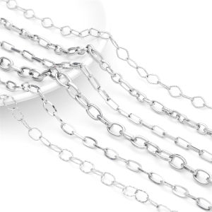 โซ่เครื่องประดับสเตนเลสยาว1เมตรโซ่ลิงก์คิวบาหัวใจไขว้สายโซ่พังก์พื้นฐานสำหรับสร้อยคอสร้อยข้อมือทำด้วยตัวเอง