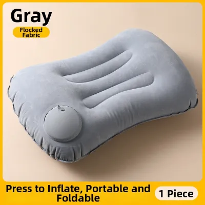 Portable Inflatable Folding Travel Pillow for Car Train Camping Outdoor Trips Long Distance Seating Back Support Cushion