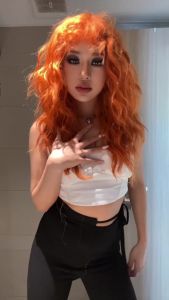 EASIHAIR | Long Wave Orange Synthetic Wigs for Women Use Wavy Natural Hair Wigs with Bangs Cosplay Party Lolita Wigs Heat Resistant Fiber