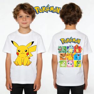 Bandai | Pokémon Pikachu T-shirt Kids Printed T-Shirt Boy Girl Summer Y2K Harajuku Loose Casual Short Sleeve Top for Chirldren Retro New