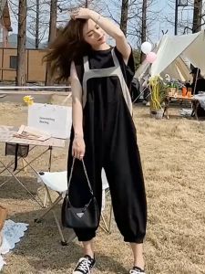 Ruige Casual Jumpsuit Womens Summer Cropped Harem Pants 2023 New Womens Clothing Design Jumpsuit Suspender Suit