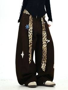 Korean Style Loose Womens Denim Jeans Belted Slash Pants Casual Wear Resistant Tear Micro Stretch Natural Waist Autumn New