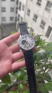 Đồng hồ nam Orient lộ máy dây da cao cấp mặt xanh trắng
