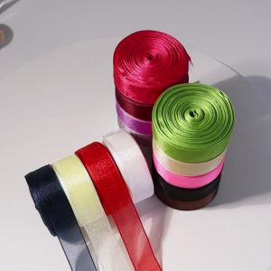 Wholesale 25mm White Transparent Organza Ribbons Gift Wrapping Decoration Christmas Ribbons Wedding Party Decoration 10yards
