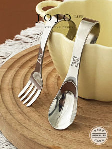 Jojos L PD.Er. Baby Short Handle Fork Spoon Bendable Handle Portable Folding Cutlery for Baby Food Auxiliary Food Self Feeding Home Use