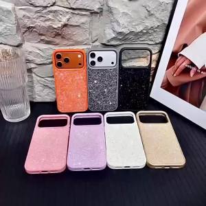 Potdemiel | Luxury Bling Glitter Diamond Sequins Solid Color Phone Case For iPhone 17 Air 16 15 13 14 12 Pro Max Shockproof Protective Cover