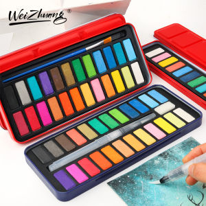 Solid Paint Watercolor Suit Iron Box Portable Opaque Watercolor Tool Outfit Only for Art 12 Color 18 Color 24 Color Beginner Primary School Student Kids Painting Gouache Washable
