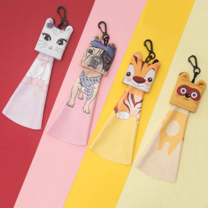 LINGSHI | Cute Korean Cartoon Keychain Hook Microfiber Cleaning Cloth
