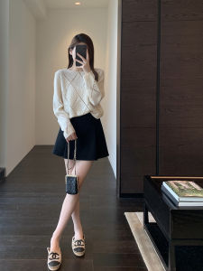 AMR UU ◆ Long Leg Fashion Tape High Waist A- line Skirt Easiest for Match Skimming Small Black Dress Skirt for Women Fall and Winter New
