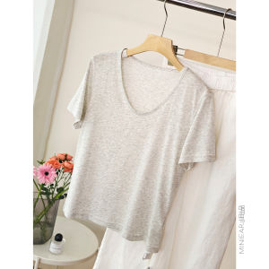XIAOER | Breathable Cotton Lyocell Linen Silk V-Neck T-Shirt