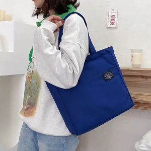 MR Canvas Bag Female Korean Style Tote Bag One Shoulder Portable Beg Large Capacity Canvas Bag College Tuition Totebag帆布包包