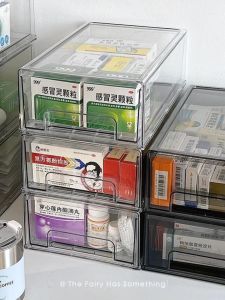 Large Capacity Drawer Style Medicine Storage Box Family Pack Kitchen Cleaning Tool Set Transparent Organizer for Home Use