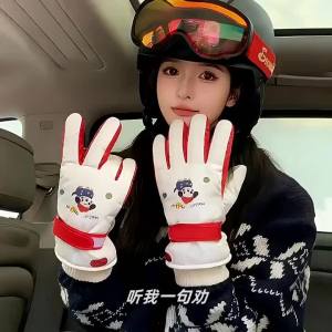 Thick Warm Waterproof Womens Skiing Gloves