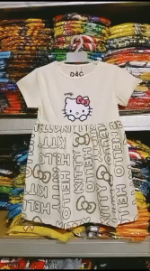 Dress Anak Perempuan D&C HK Tulisan Cream / Tsum Tsum Salem Pink /MN Hijau / Pony Navy Usia 1-6 tahun / Baju Anak Cewek / Daster Anak Cewek