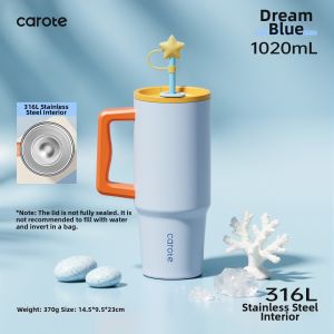 CAROTE | Large Capacity Suction Tube Insulated Cup With Ceramic Coating
