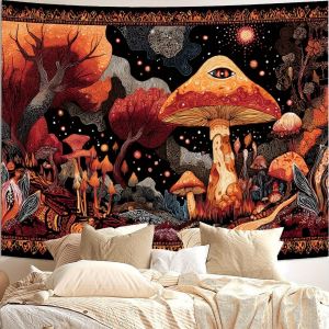 VIKAMA Mushroom Tapestry Hippie-Style Bedroom Tapestry Charming Aesthetic Wall Feature Decorative Backdrop