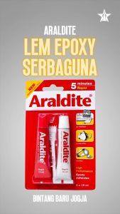 Lem Epoxy besi Araldite Rapid 5 Menit merah