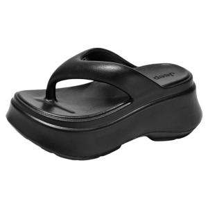 Jeep | Winter Outdoor Womens Thick Sole Height-increasing Sandals Black Flip Flops