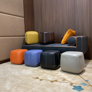 Accessible Luxury Leather Shoe Changing Stool Low Stool Sofa Stool Pedal Home Doorway Creative Leather Stool Scandinavian Style Foot Bench