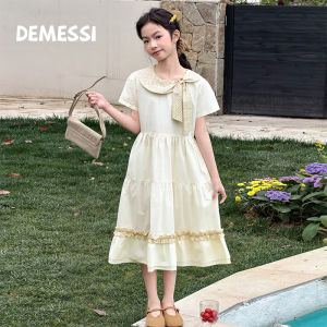 Lightweight Summer Dress with Peter Pan Collar Cotton Mid Length