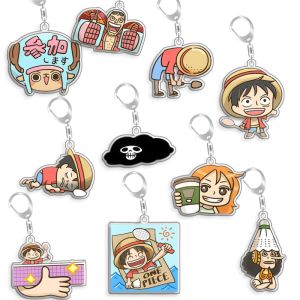 Bandai | Keychain OP OPTCG Card Monkey D Luffy Franky Backpack Pendant Anime Game Fans Gift Recycled Acrylic Decoration Rare Card Toy