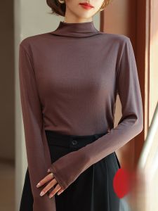 MiiOW | Slim Fit Half High Collar Base Shirt Womens Autumn Winter Fashionable Outerwear Inner Matchings MiiOW Cat Person Style