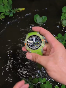 Mens Outdoor Cool Dual Display Waterproof Glow Electronic Watch Outdoor Transparent Watch