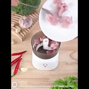 Electric Food Chopper with Stainless Steel Blade Multi-Function Rechargable Baby Food Mills Baby Complementary Food Blender USB Port Electric Grinder for Kitchen Garlic Meats Vegetable Fruits Nuts Onions Baby Food Cutter
