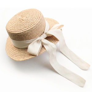 Trẻ Em Flat-crown Raffia Mũ Rơm Phong Cách Mục Vụ Kỳ Nghỉ Hè Du Lịch Đi Biển Mũ Bé Gái Trẻ Em Trang Phục Mùa Hè Phụ Kiện