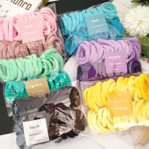 50pcs Korean Solid Color Hair Tie Gradient Simple Super Elasticity Band Ponytail Women Fashion Accessories