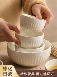 New 2025 Home Use White Porcelain Bowl 4 Inch 5 Inch Rice Soup Salad Yogurt Bowl Elegant Minimalist Chinese Style Dishware