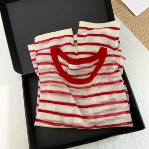 DUOFEIYAN | Red Stripe Ice Silk Summer Sunscreen Tunic Blouse