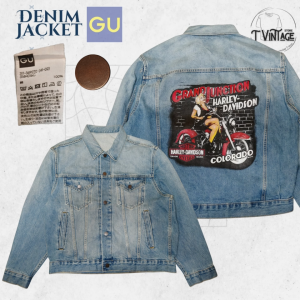 AA12 Jacket GU ยีนส์ เฟดกำลังสวย หลังสกรีน อก 46