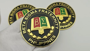 Beta Sigma Fraternity Car Emblem - Gold and Black - Book and Laurel Design - BS Fraternity Badge
