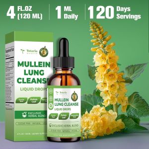 Totaria Mullein Drops for Lungs with Licorice Marshmallow Root Chlorophyll 4 FL.OZ Sugar Free Mullein Drops for Lung Detox Respiratory & Immune Wellness Lung & Bronchial Cleanse for Smokers No Alcohol