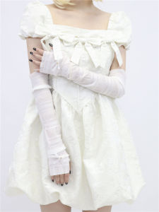 Ay to Films Summer Bows Wrinkled Ice Silk Diamond Arm Sleeves Thin Type Sunscreen Lolita Oversleeve