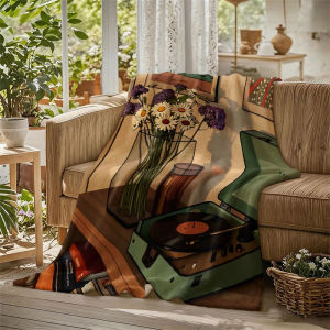 BILIBILI | Chăn Flannel Máy Nghe Nhạc Vinyl Bình Hoa Phong Cách Hiện Đại Ấm Cúng Lông Cừu San Hô Di Động Cho Ghế Sofa Văn Phòng Giường Ngủ Du Lịch Thư Giãn Cắm Trại Sử Dụng Bốn Mùa