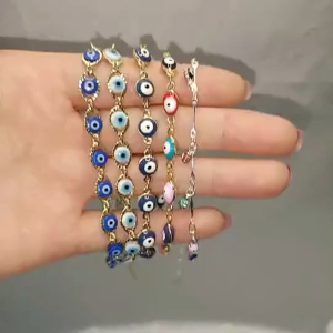 Blessed Evil Eye Bracelet for Women Cleaned Protection Lucky Amulet Adjustable Blue Eye Wristband Vintage Jewelry Gifts