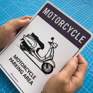 Notice Motorcycle Parking Area. Sign Label Notice Signage. Laminated Waterproof Scratch Resistant. Suitable for Indoor and Outdoor.