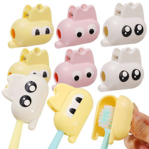 YESPERY ฝาครอบหัวแปรงน่ารักหมวกป้องกันแปรงสีฟันเวลาเดินทางรูปร่างแมวการ์ตูนคลิปฝาครอบแปรงสีฟันแบบพกพา