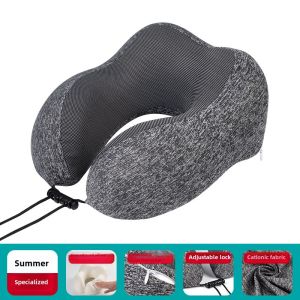 Memory Foam U-Shaped Pillow Hooded Removable and Washable Student Neck Pillow Office Nap Car U-Shaped Pillow Travel Light Blocking Pillow