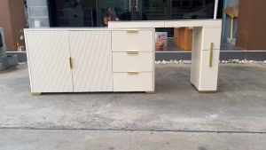 DT48-110 โต๊ะเครื่องแป้งท็อปหินอ่อนสีขาวพร้อมลิ้นชักเก็บของ