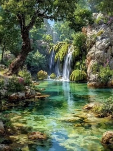 Huacan New Arrivals Diamond Painting Forest Waterfall Pool Diamond Embroidery Landscape Complete Kit Craft kit