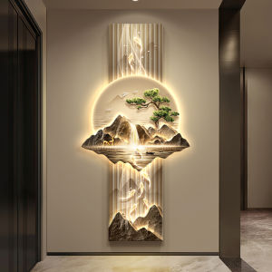 New Chinese Style Decorative Painting Nine Fish Diagram Luxury Large Landscape Corridor End Hanging Picture Entrance Hall Living Room Wall Lamp