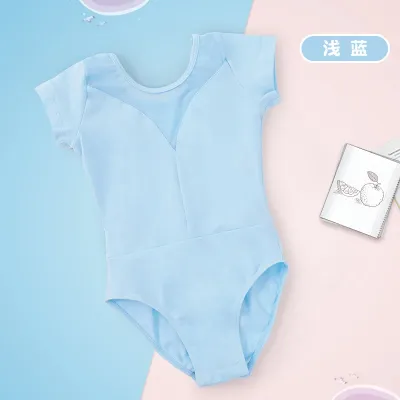 Girls Ballet Leotard Splicing Dance Leotards Gym Long Sleeve Dance Clothing Kids Pink Short Sleeve Ballet Bodysuits Swimwear